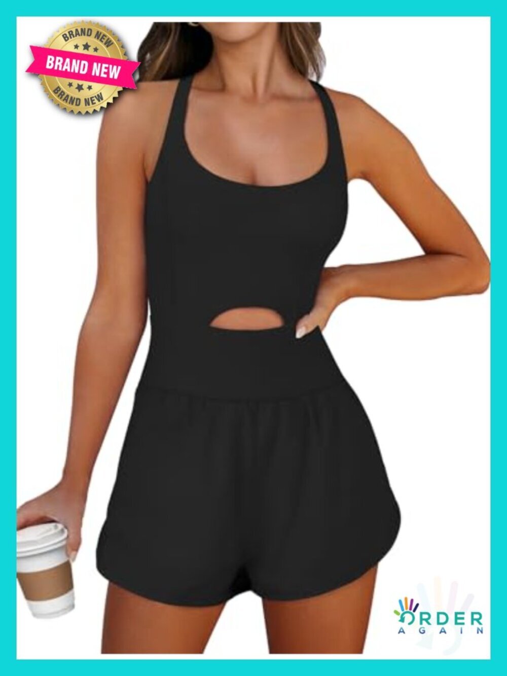 Women's Workout Athletic Romper Jumpsuit with Shorts Built-in Inner Liner Cross